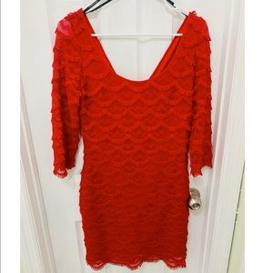 Express Red 3/4 Sleeve Bodycon Dress Like New